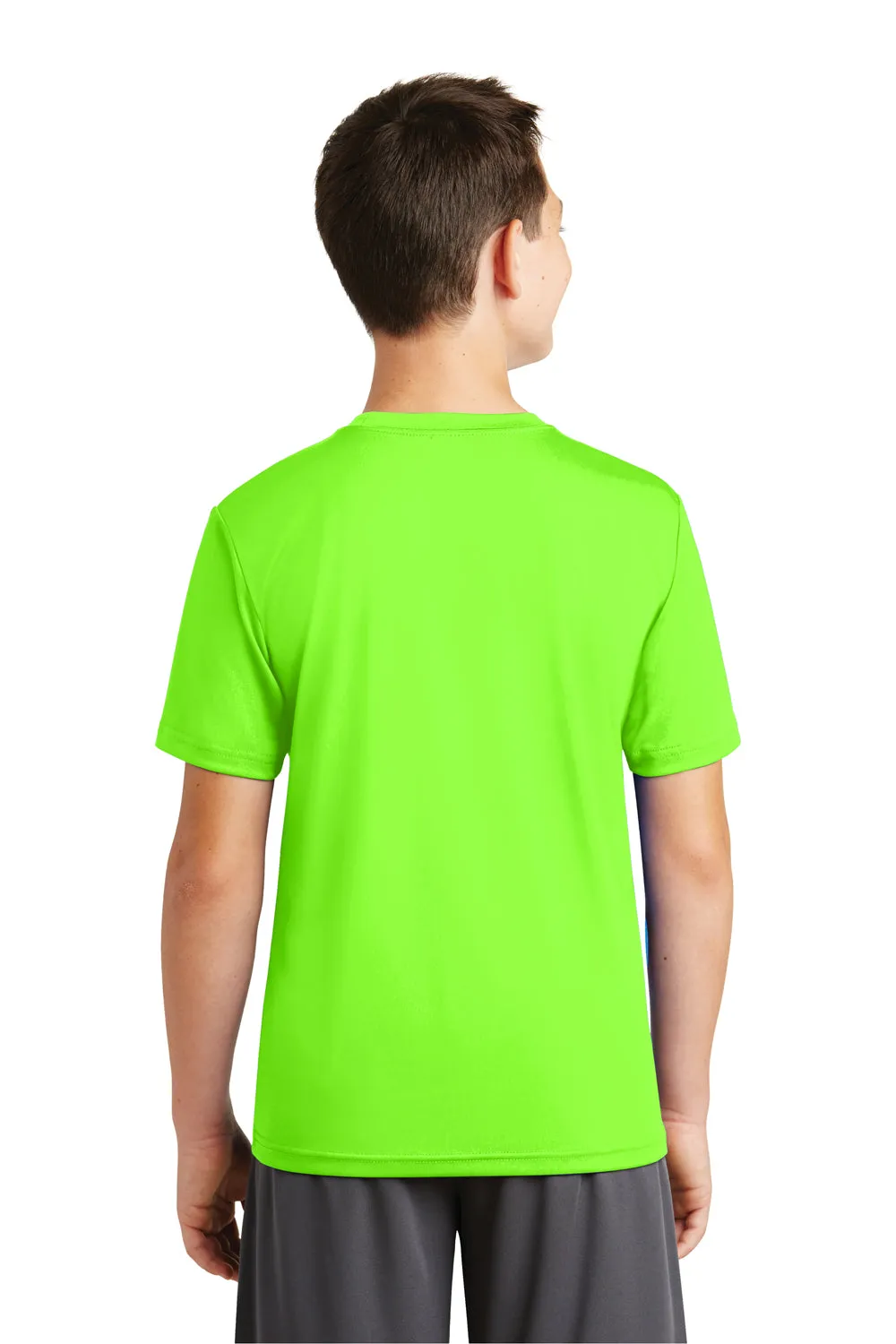 Sport-Tek Jugendliches Robustes Feuchtigkeitstransportierendes Kurzarm-T-Shirt mit Rundhalsausschnitt - Neon Grün - Ausverkauf