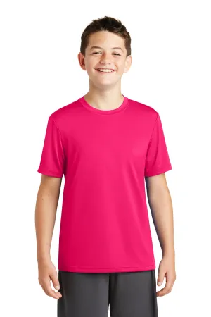 Sport-Tek Jugendliches Robustes Feuchtigkeitstransportierendes Kurzarm-Crewneck-T-Shirt - Himbeerrosa - Ausverkauf