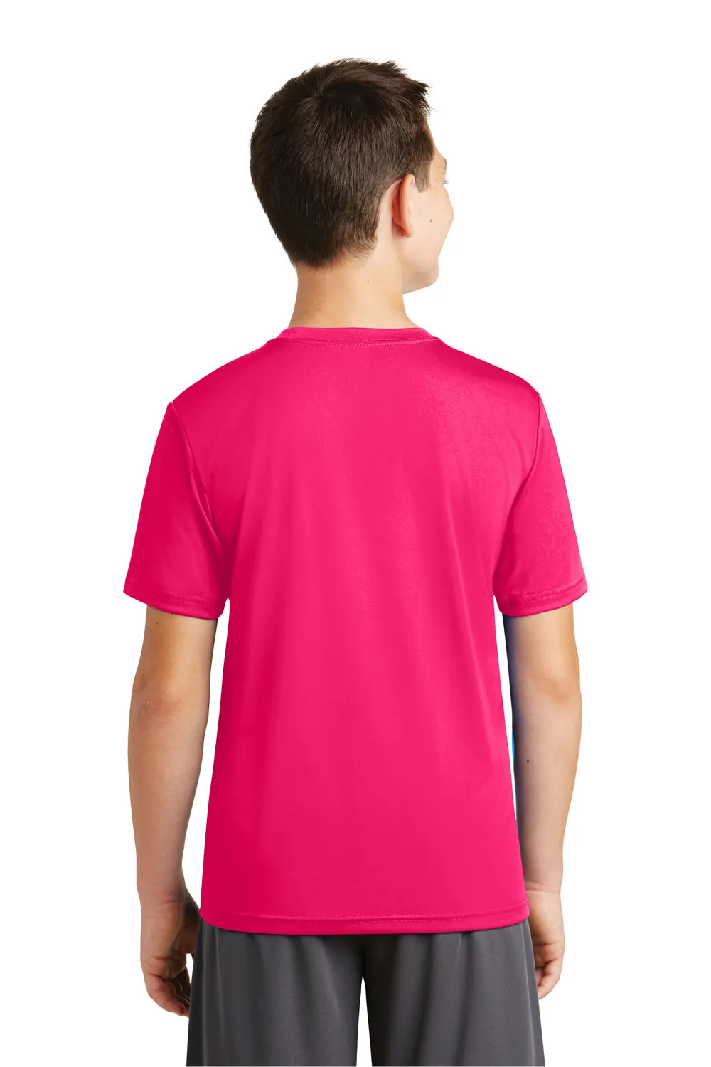 Sport-Tek Jugendliches Robustes Feuchtigkeitstransportierendes Kurzarm-Crewneck-T-Shirt - Himbeerrosa - Ausverkauf