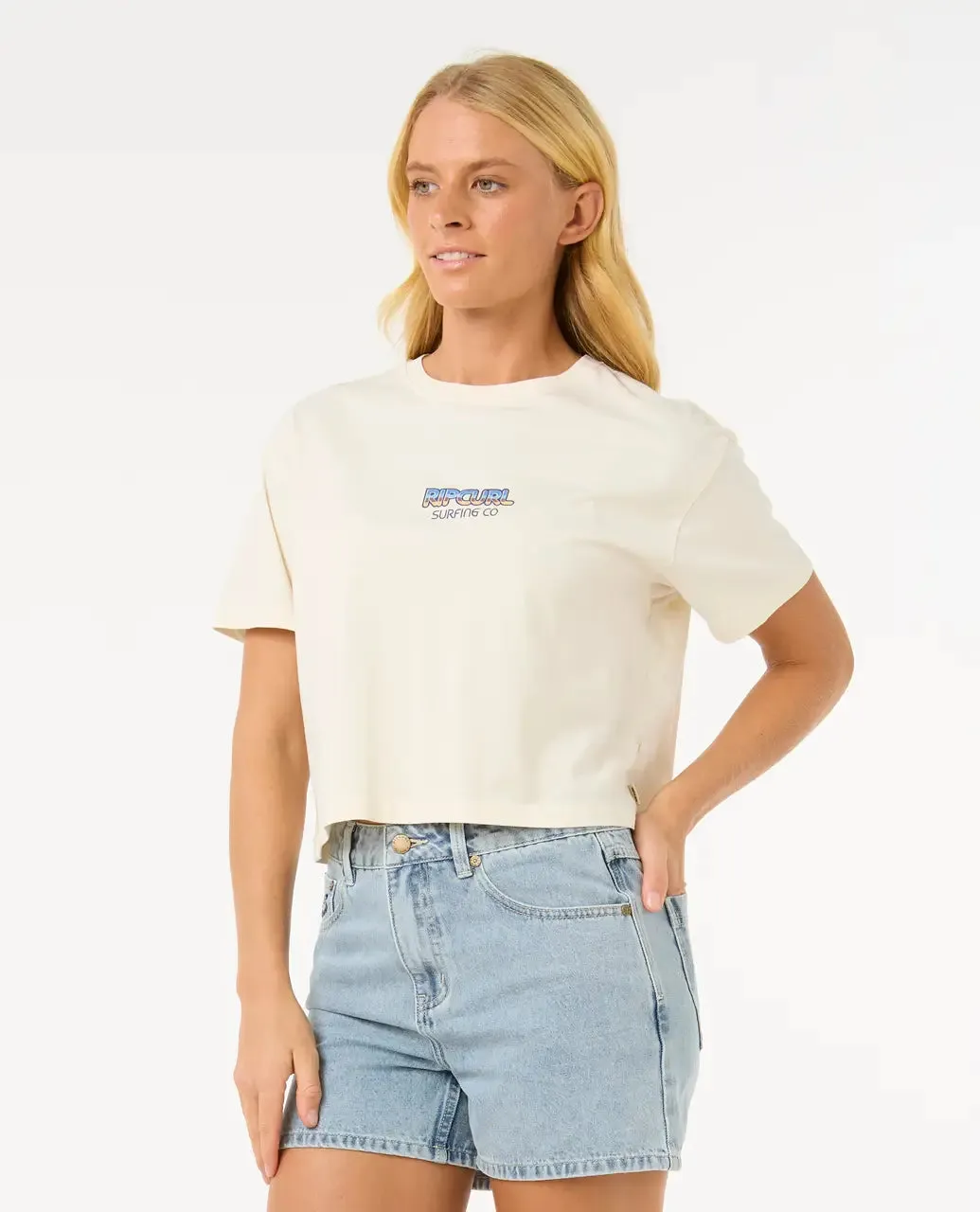 Sun & Sea Crop T-Shirt in Beige