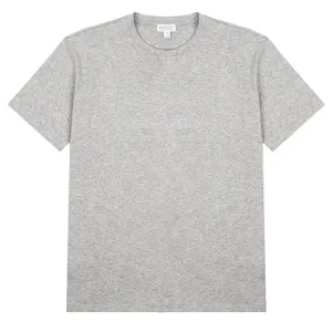 Sunspel Damen Boy Fit Rundhals T-Shirt Grau Melange