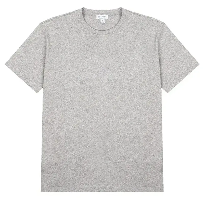 Sunspel Damen Boy Fit Rundhals T-Shirt Grau Melange