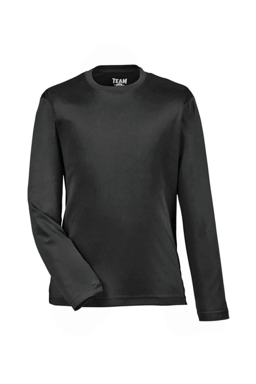 Team 365 Youth Zone Performance Feuchtigkeitstransportierendes Langarm-Crewneck-T-Shirt - Schwarz