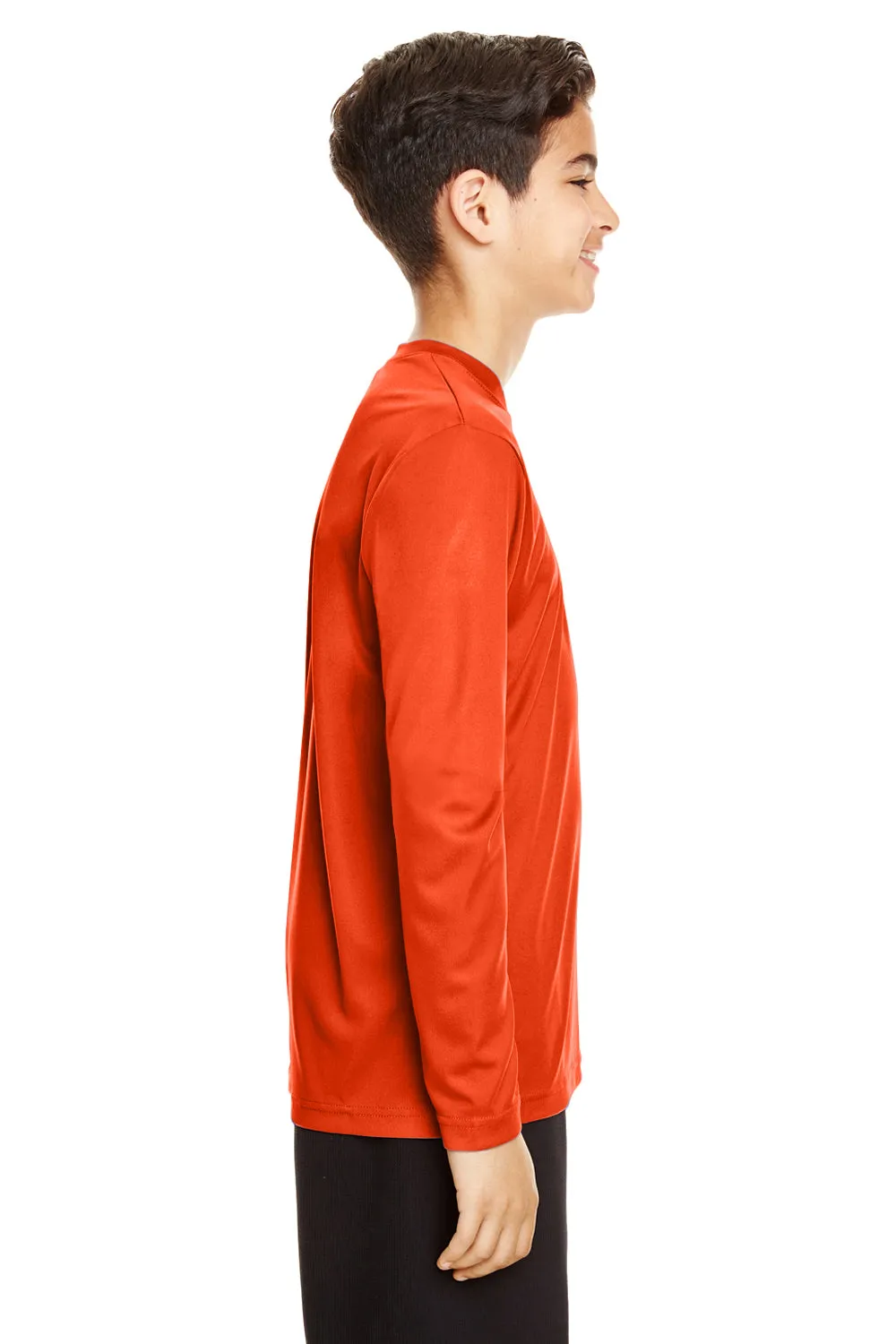 Team 365 Youth Zone Performance Feuchtigkeitstransportierendes Langarm-Crewneck-T-Shirt - Orange