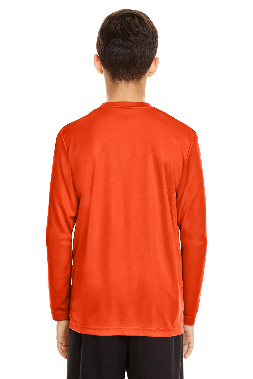 Team 365 Youth Zone Performance Feuchtigkeitstransportierendes Langarm-Crewneck-T-Shirt - Orange