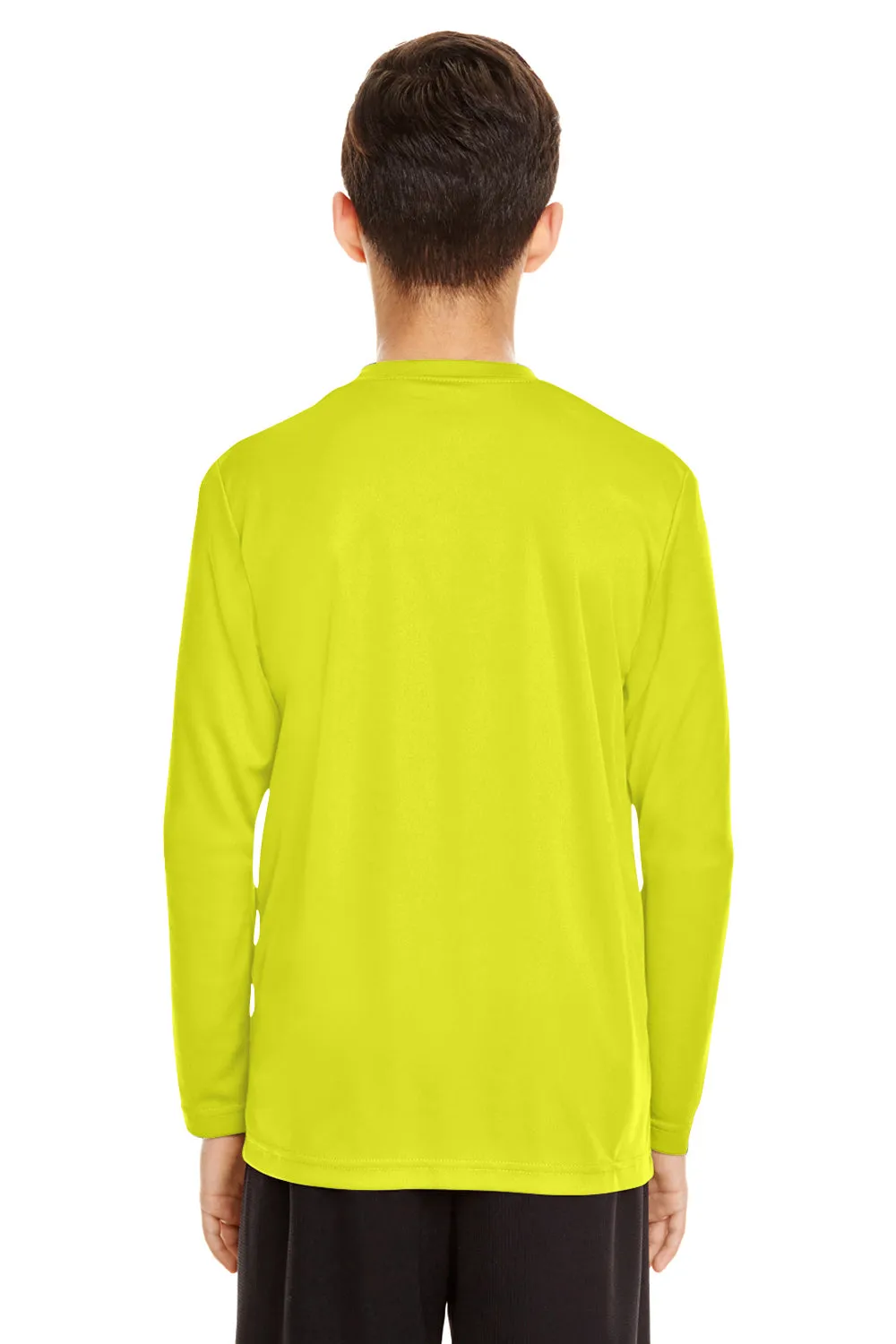 Team 365 Youth Zone Performance Feuchtigkeitstransportierendes Langarm-Crewneck-T-Shirt - Sicherheitsgelb