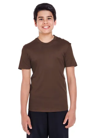 Team 365 Youth Zone Performance Feuchtigkeitstransportierendes Kurzarm-Crewneck-T-Shirt - Dunkelbraun