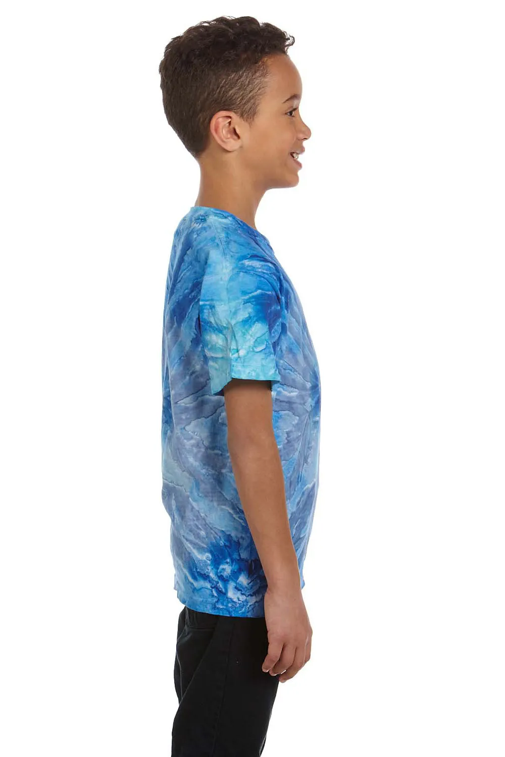 Tie-Dye Jugend Kurzarm Rundhals T-Shirt - Blau Jerry