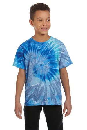 Tie-Dye Jugend Kurzarm Rundhals T-Shirt - Blau Jerry