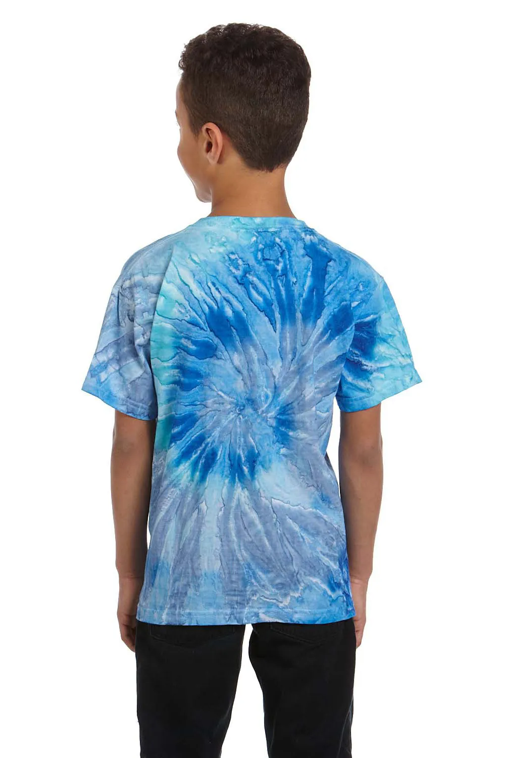 Tie-Dye Jugend Kurzarm Rundhals T-Shirt - Blau Jerry