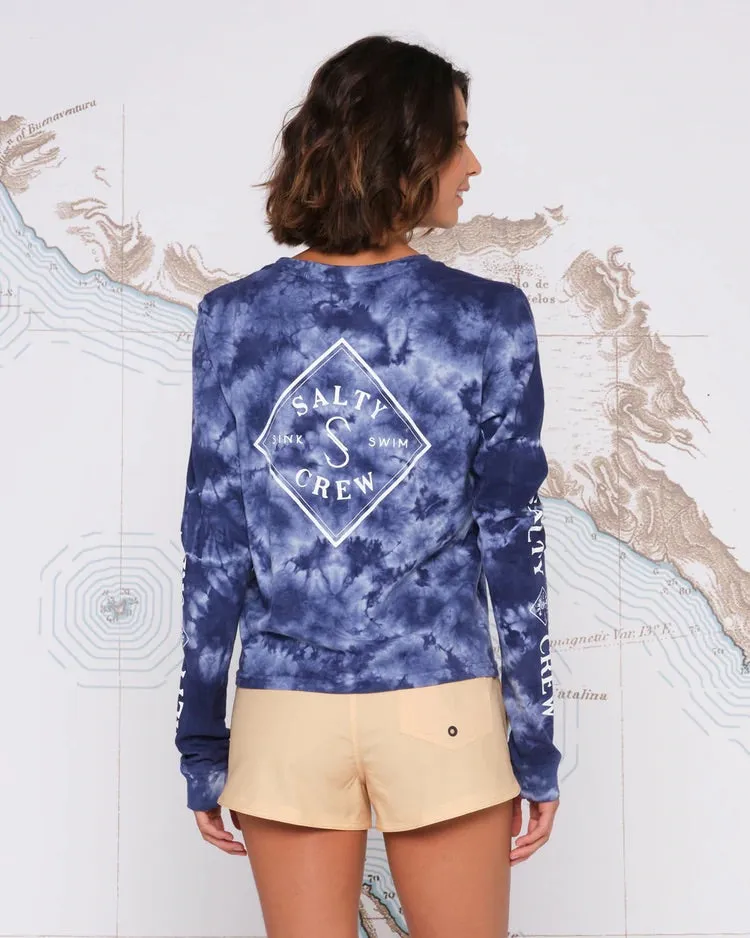 Tippet Skimmer Langarm-Shirt - Marineblau Tie-Dye