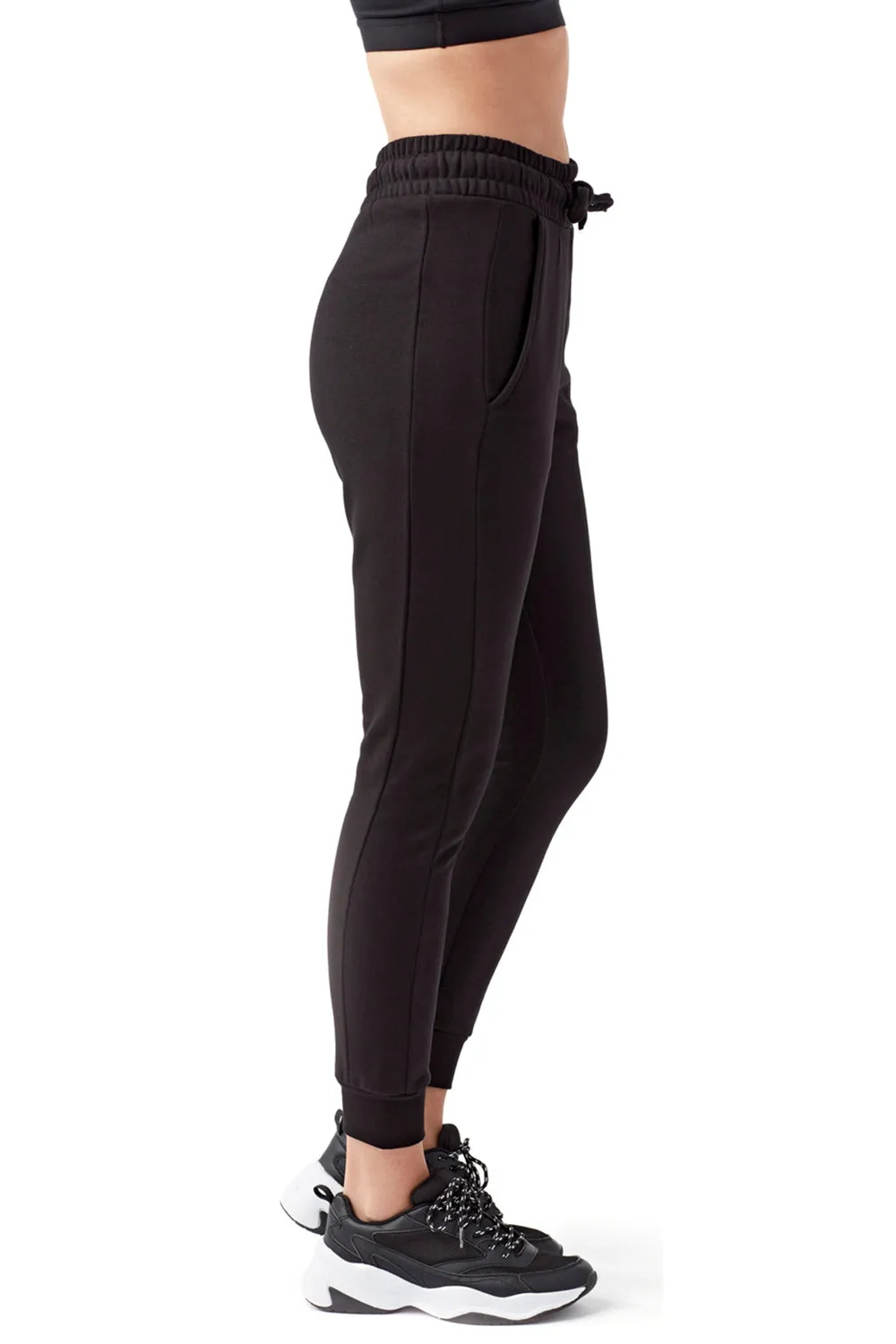 TriDri Damen Maria Figurbetonte Jogginghose mit Taschen - Schwarz