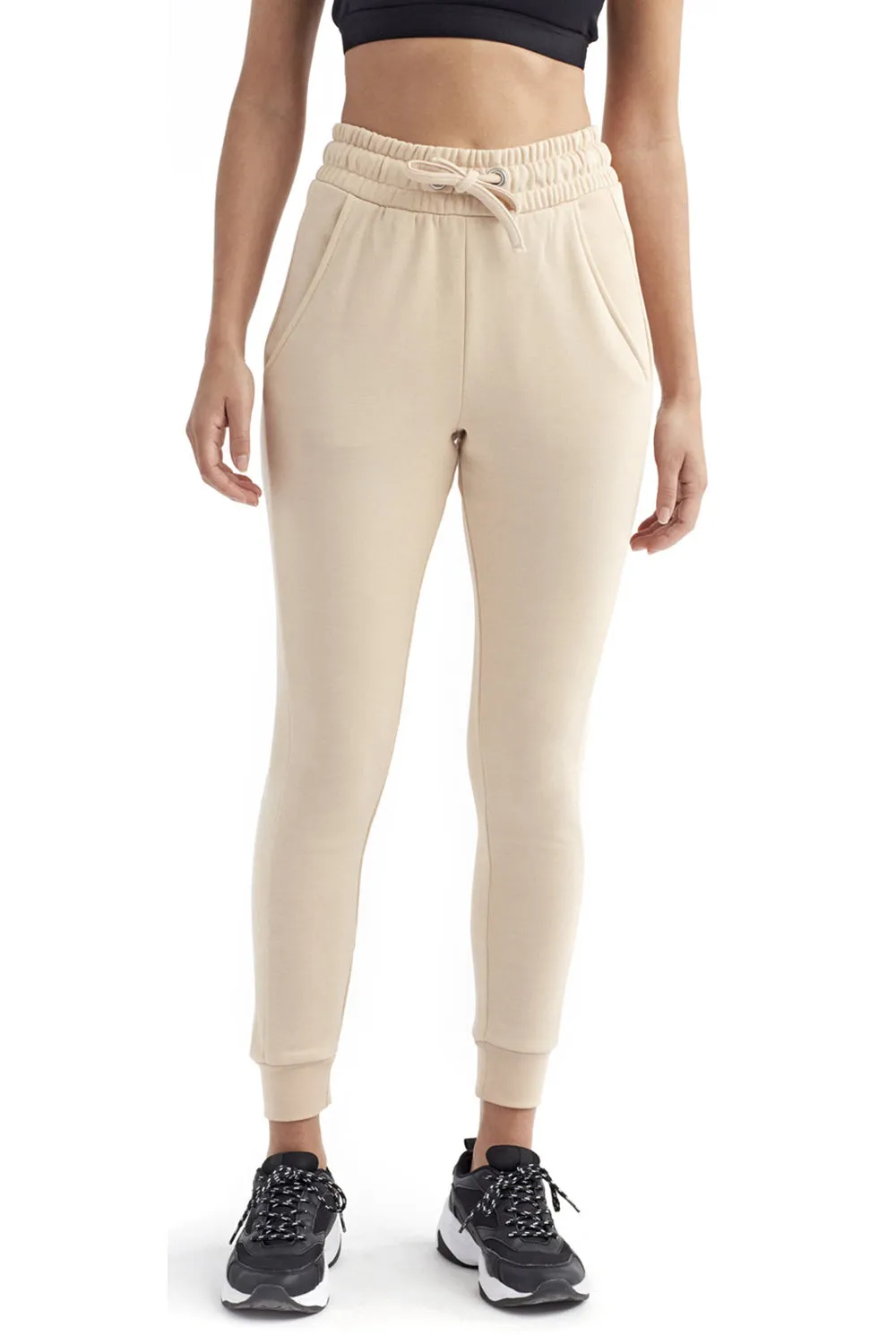 TriDri Damen Maria Figurbetonte Jogginghose mit Taschen - Nude - Ausverkauf