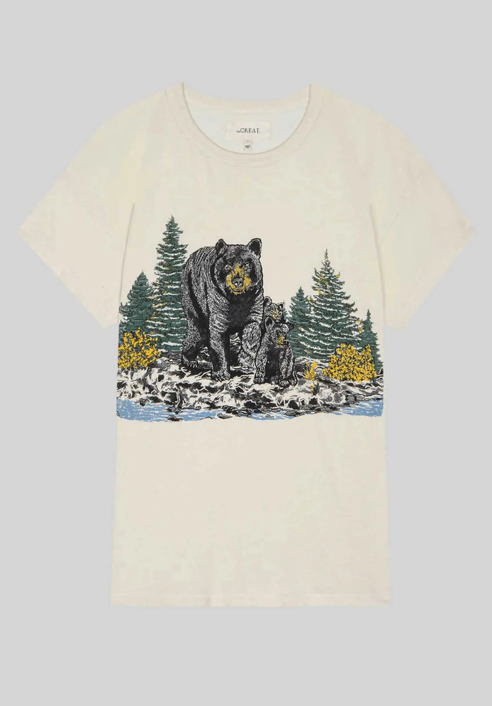 Tshirt T209002bb Boxy Black Bear Washed-Weiß