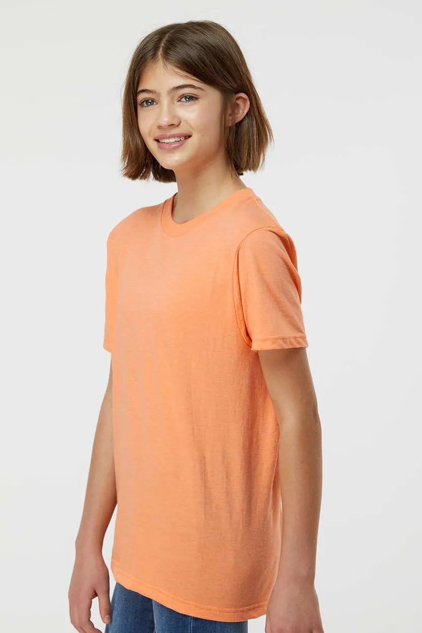 Tultex Jugendfein-Jersey Kurzarm-Rundhals-T-Shirt - Melonenorange meliert