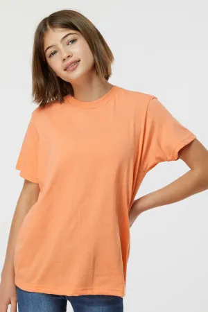 Tultex Jugendfein-Jersey Kurzarm-Rundhals-T-Shirt - Melonenorange meliert