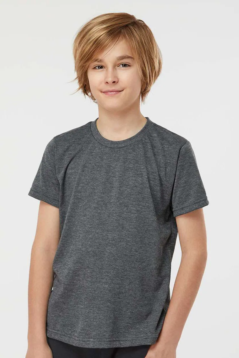 Tultex Jugendliches Poly-Rich Kurzarm-Crewneck-T-Shirt - Meliertes Anthrazitgrau