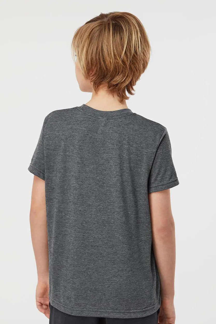 Tultex Jugendliches Poly-Rich Kurzarm-Crewneck-T-Shirt - Meliertes Anthrazitgrau