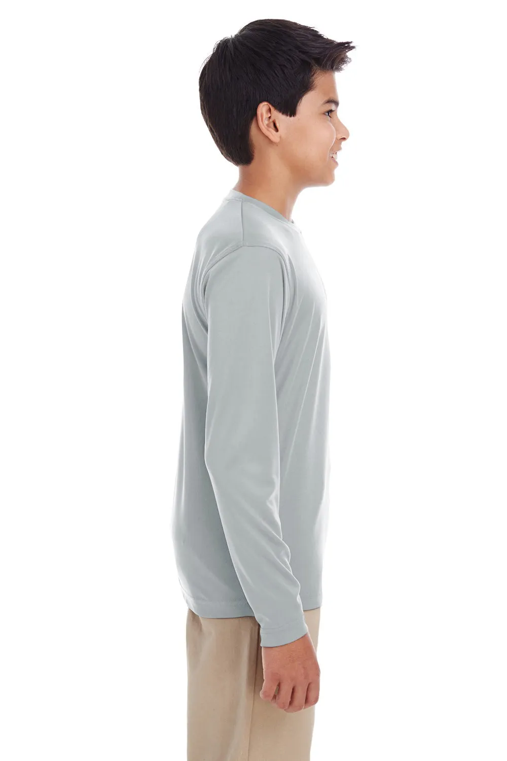 UltraClub Jugend Cool & Dry Performance Feuchtigkeitstransport Langarm Rundhals T-Shirt - Grau