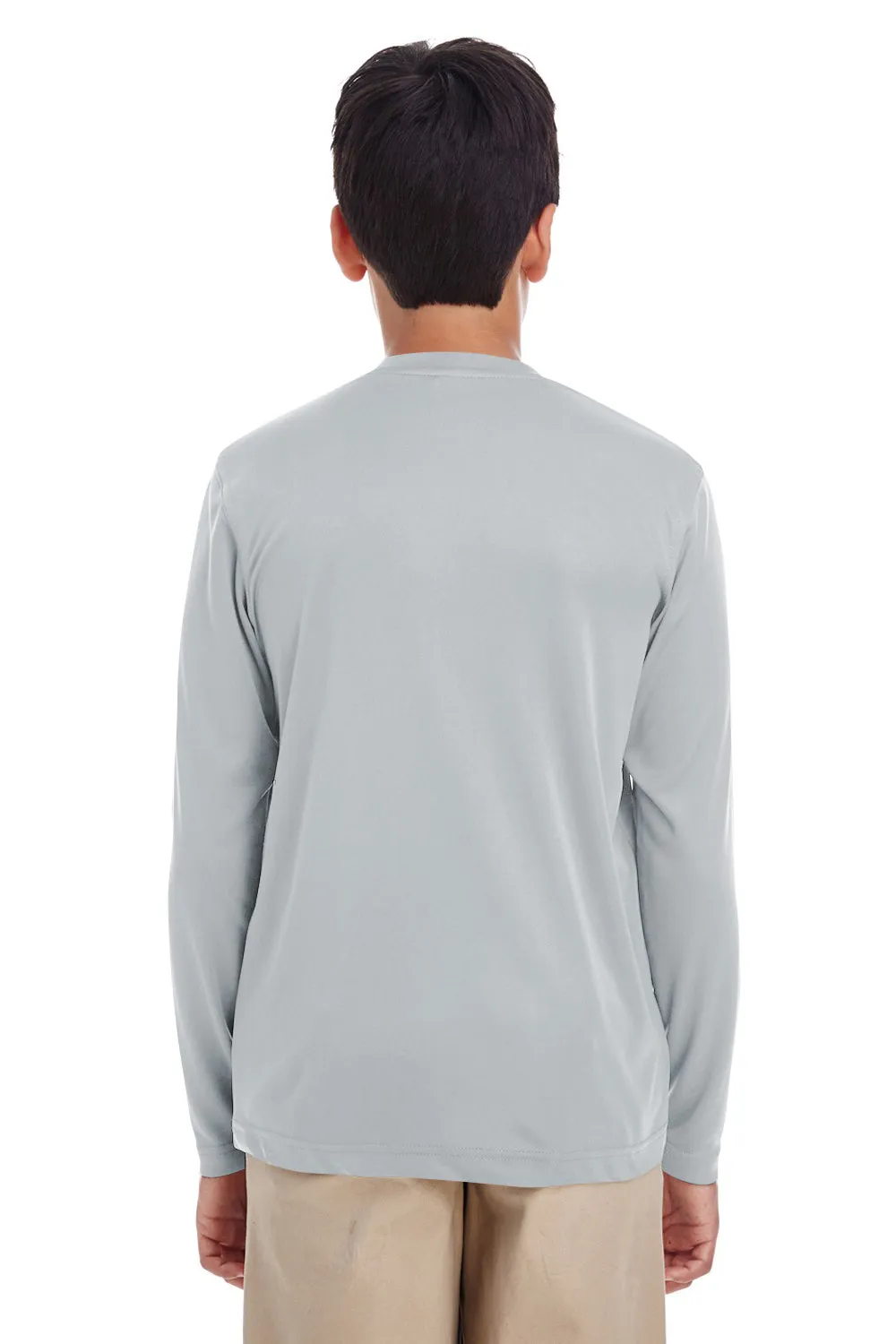 UltraClub Jugend Cool & Dry Performance Feuchtigkeitstransport Langarm Rundhals T-Shirt - Grau