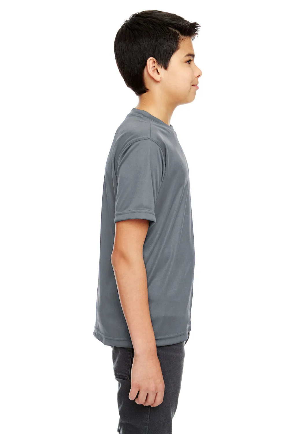 UltraClub Jugend Cool & Dry Performance Feuchtigkeitstransportierendes Kurzarm-Crewneck T-Shirt - Anthrazitgrau