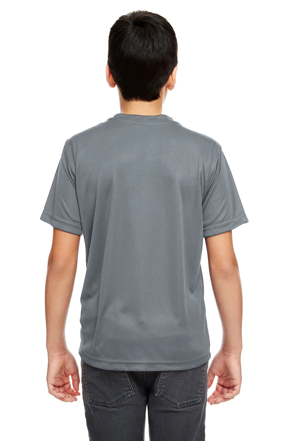 UltraClub Jugend Cool & Dry Performance Feuchtigkeitstransportierendes Kurzarm-Crewneck T-Shirt - Anthrazitgrau
