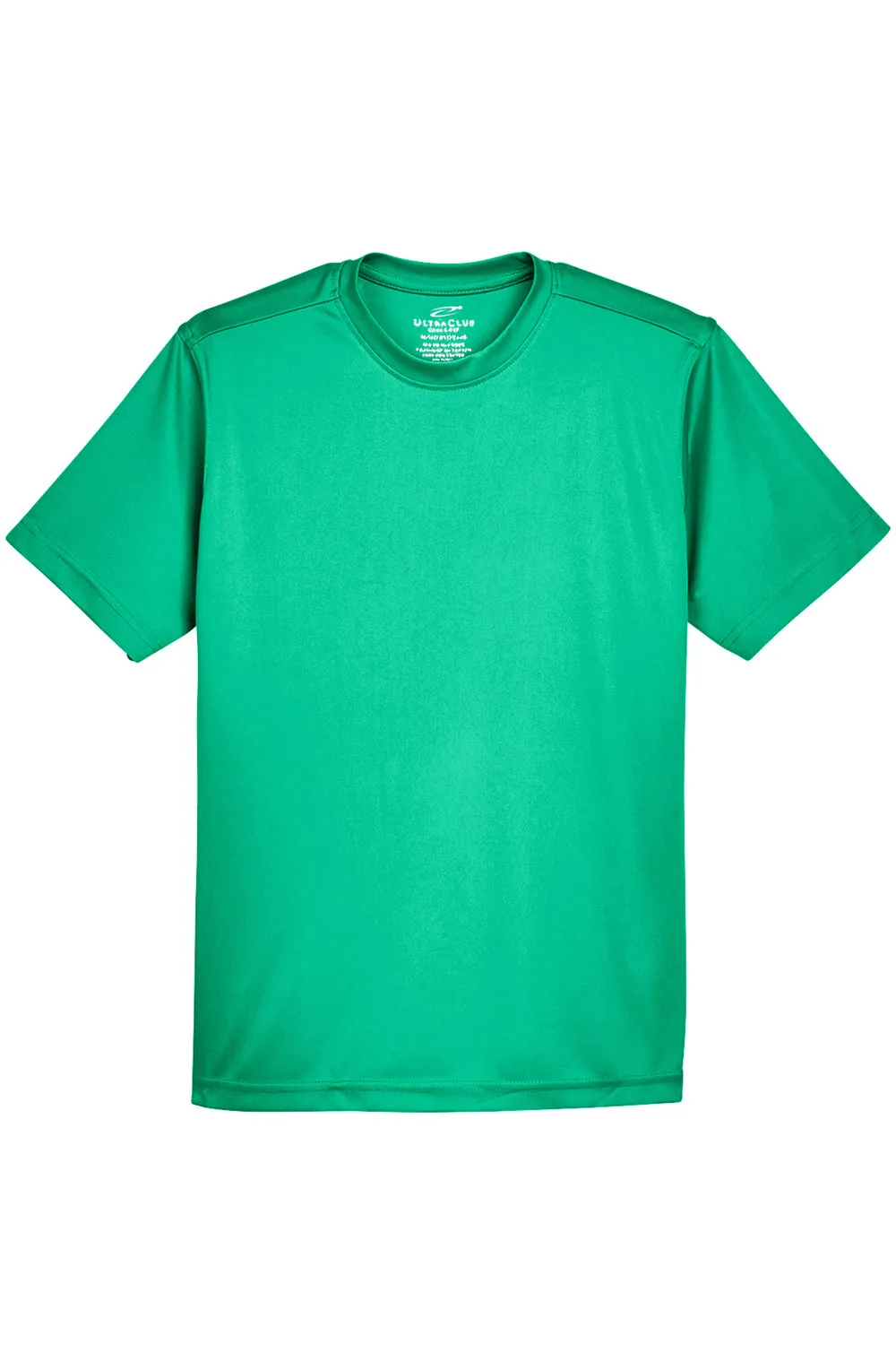 UltraClub Jugend Cool & Dry Performance Feuchtigkeitstransportierendes Kurzarm-Crewneck T-Shirt - Kelly Grün
