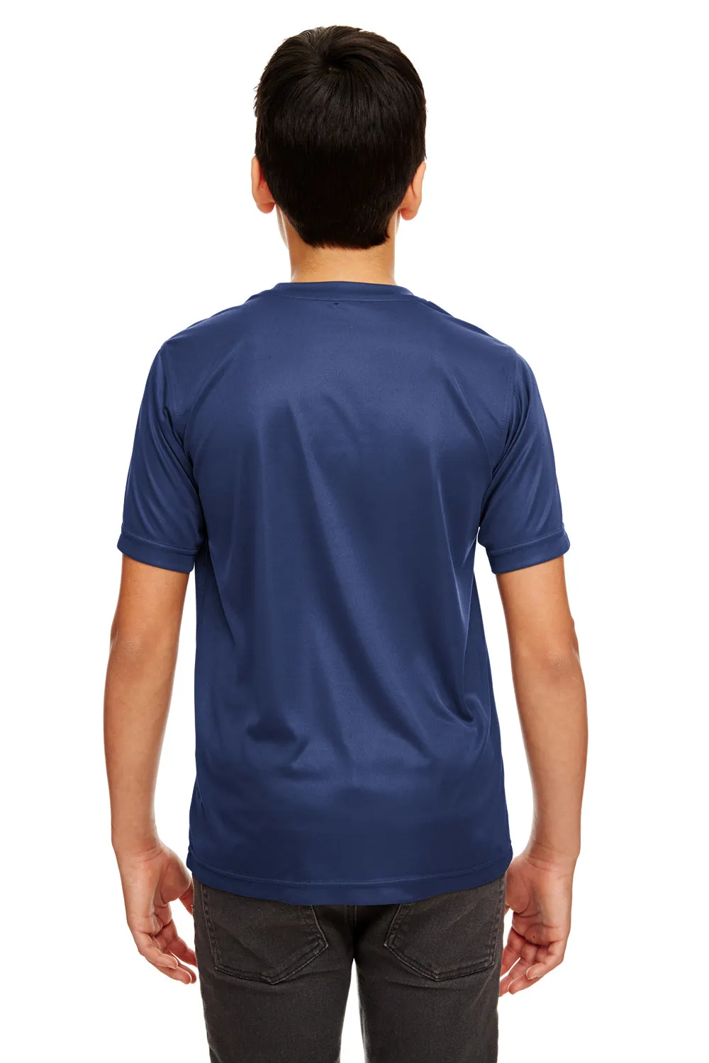 UltraClub Jugend Cool & Dry Performance Feuchtigkeitstransportierendes Kurzarm-Crewneck T-Shirt - Marineblau