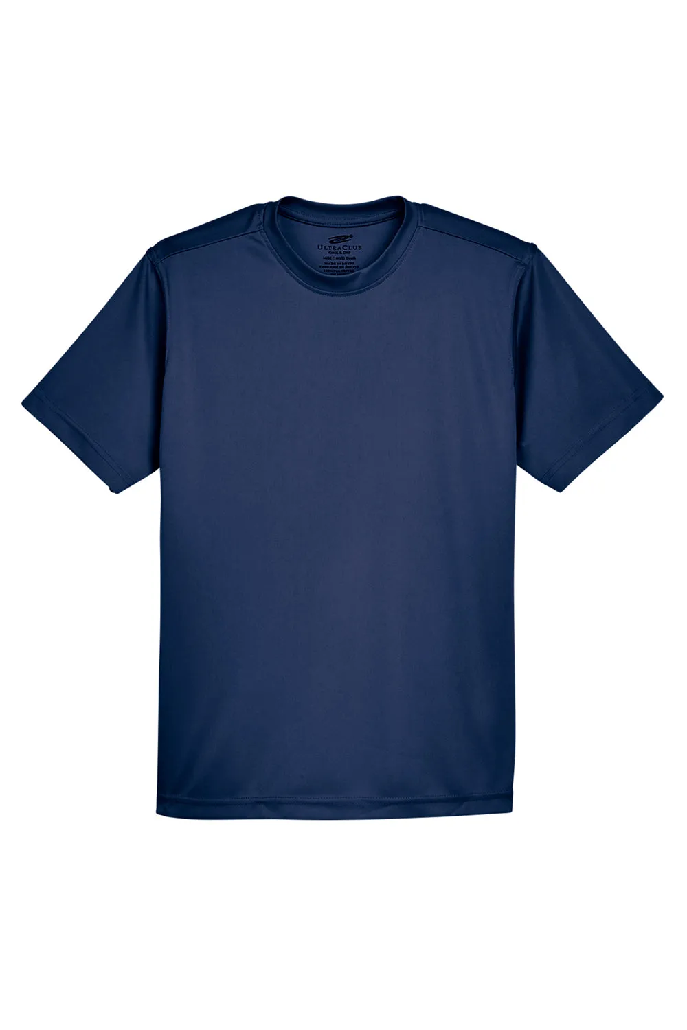 UltraClub Jugend Cool & Dry Performance Feuchtigkeitstransportierendes Kurzarm-Crewneck T-Shirt - Marineblau