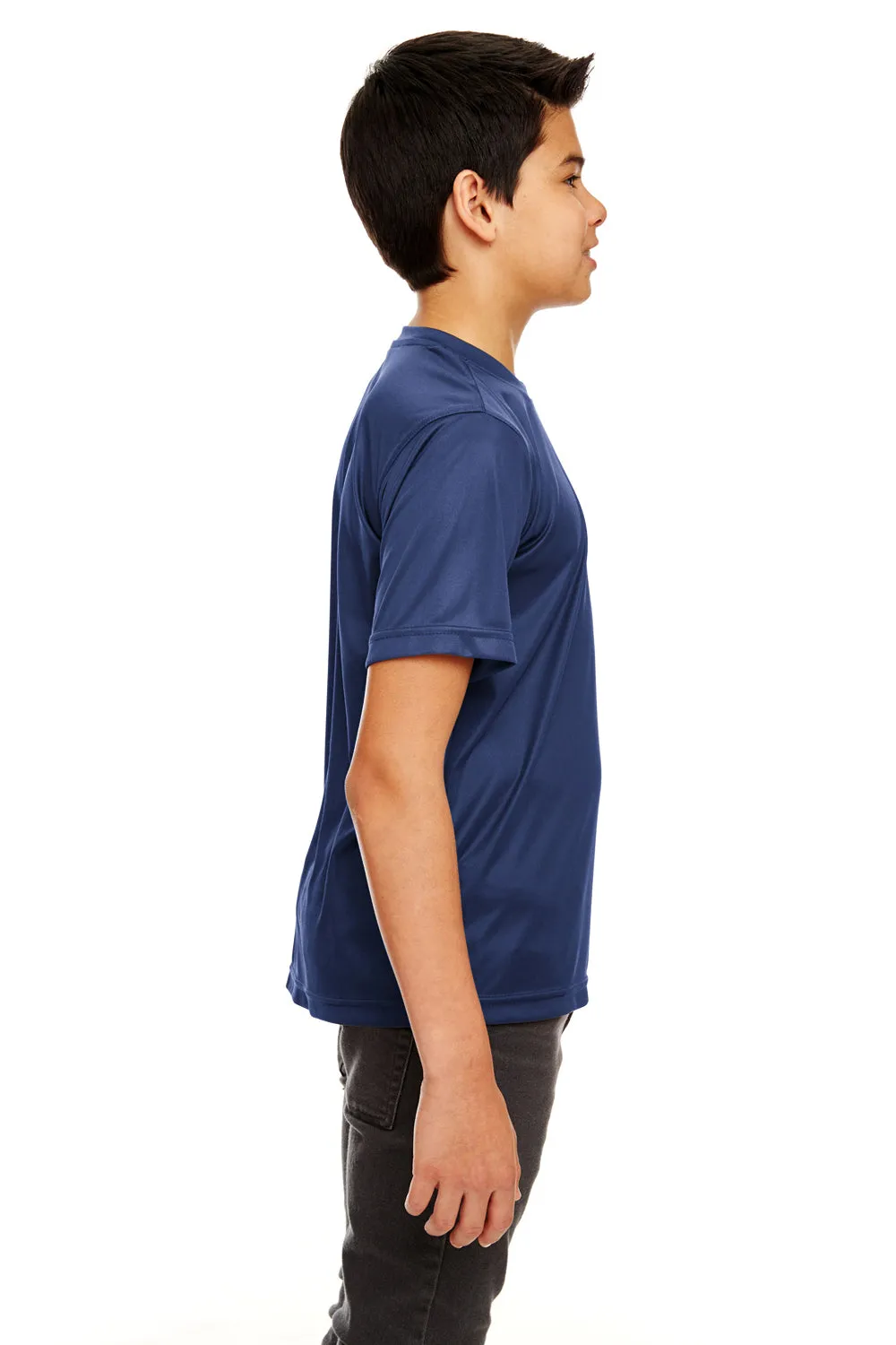UltraClub Jugend Cool & Dry Performance Feuchtigkeitstransportierendes Kurzarm-Crewneck T-Shirt - Marineblau