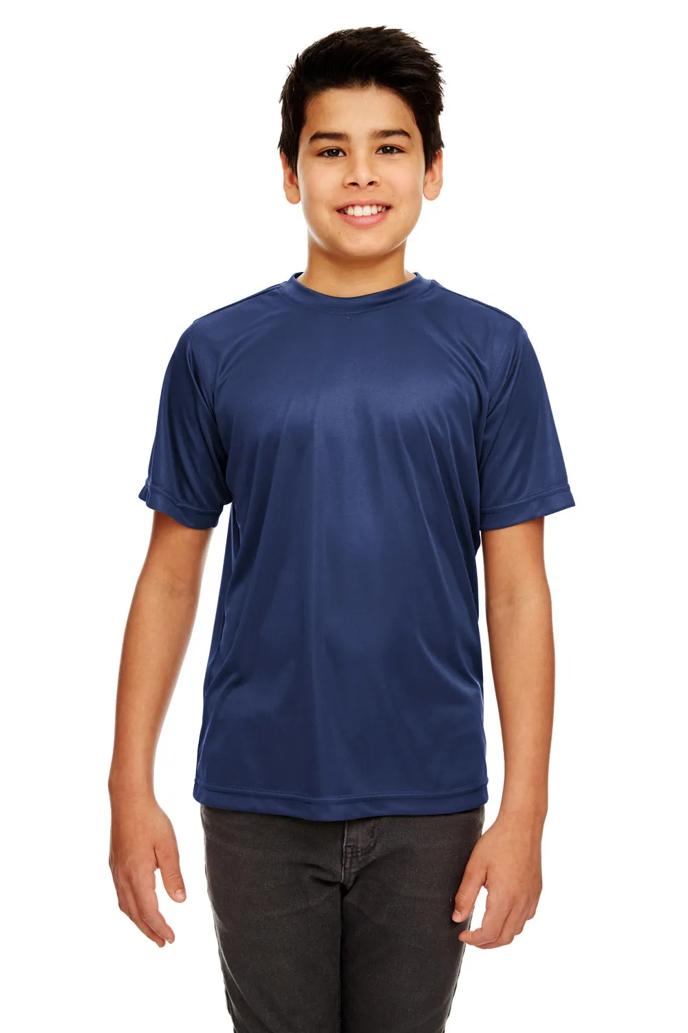 UltraClub Jugend Cool & Dry Performance Feuchtigkeitstransportierendes Kurzarm-Crewneck T-Shirt - Marineblau