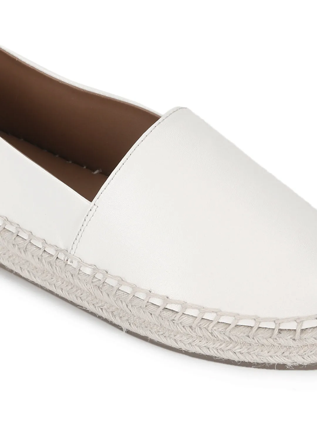 Weiße PU Slip-On Espadrilles