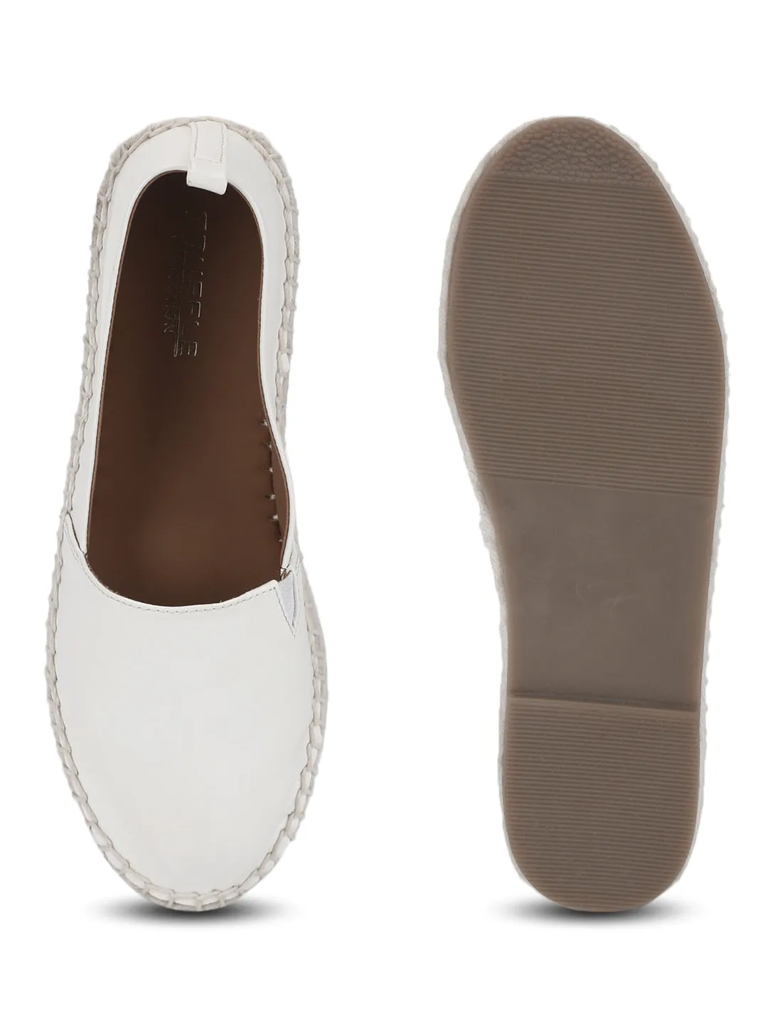 Weiße PU Slip-On Espadrilles