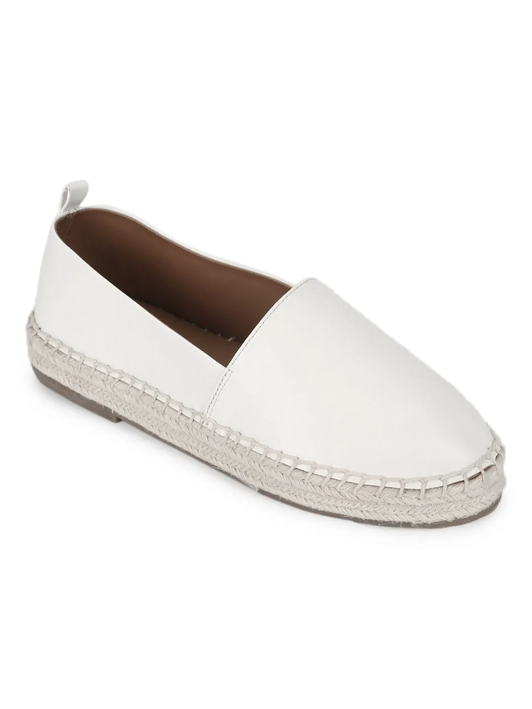 Weiße PU Slip-On Espadrilles