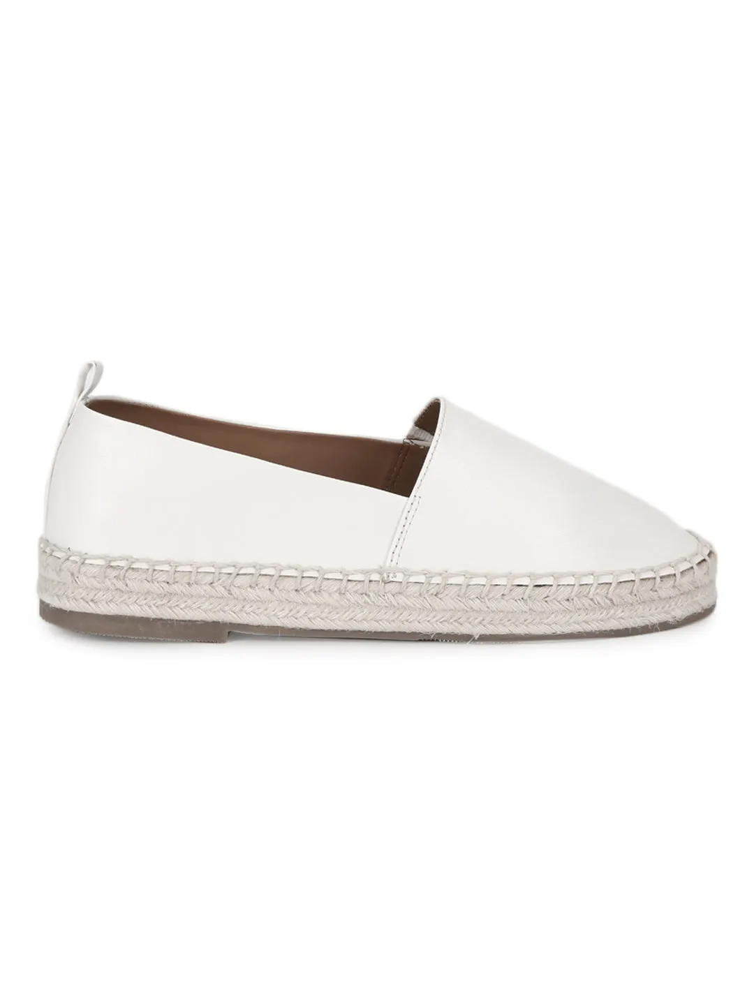 Weiße PU Slip-On Espadrilles