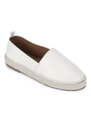 Weiße PU Slip-On Espadrilles