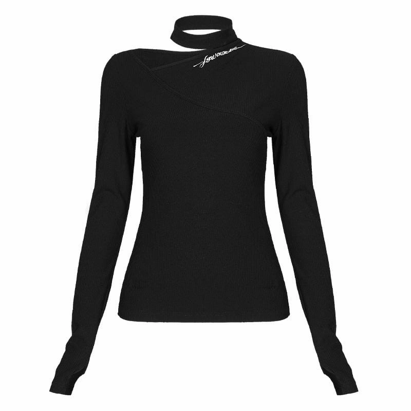 Women's Gothic Embroideried Cutout T-shirts