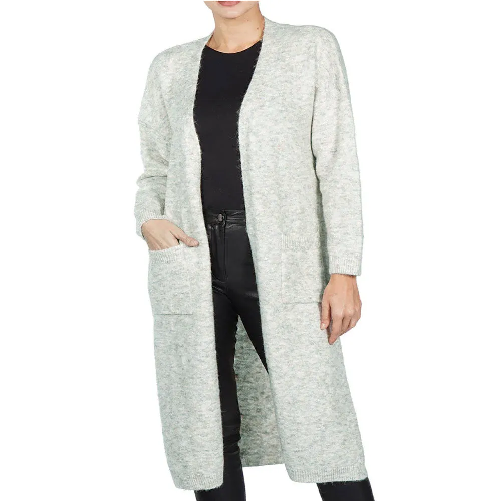 Damen Fleece Cardigan mit 2 Taschen, Grau
