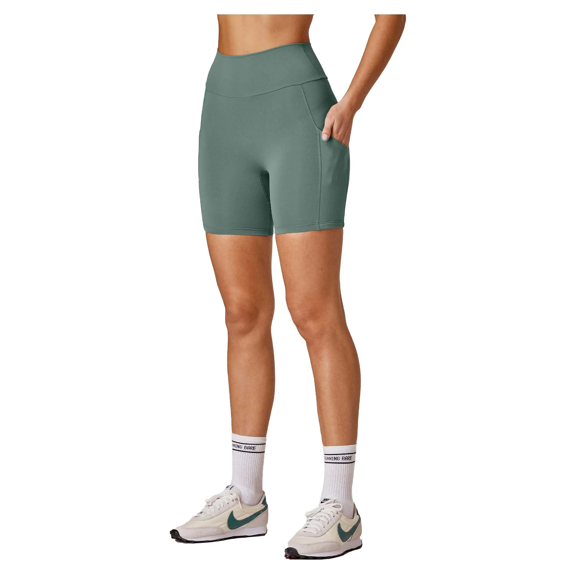 Damen High Waist Camelflage 6 Zoll Radlerhosen