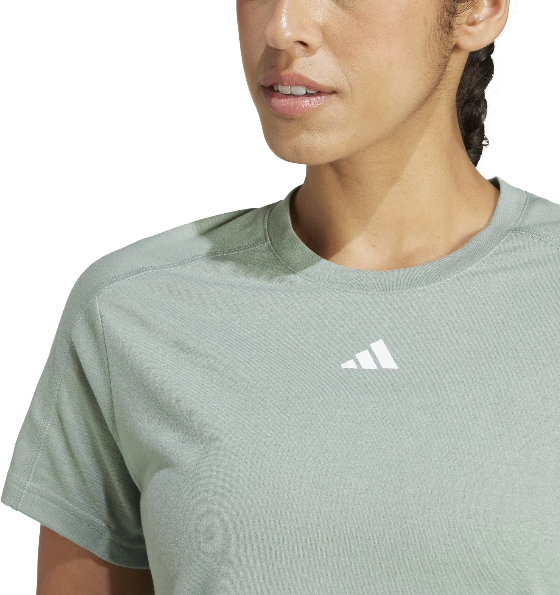 Frauen AEROREADY Train Essentials Crewneck T-Shirt mit dezentem Branding