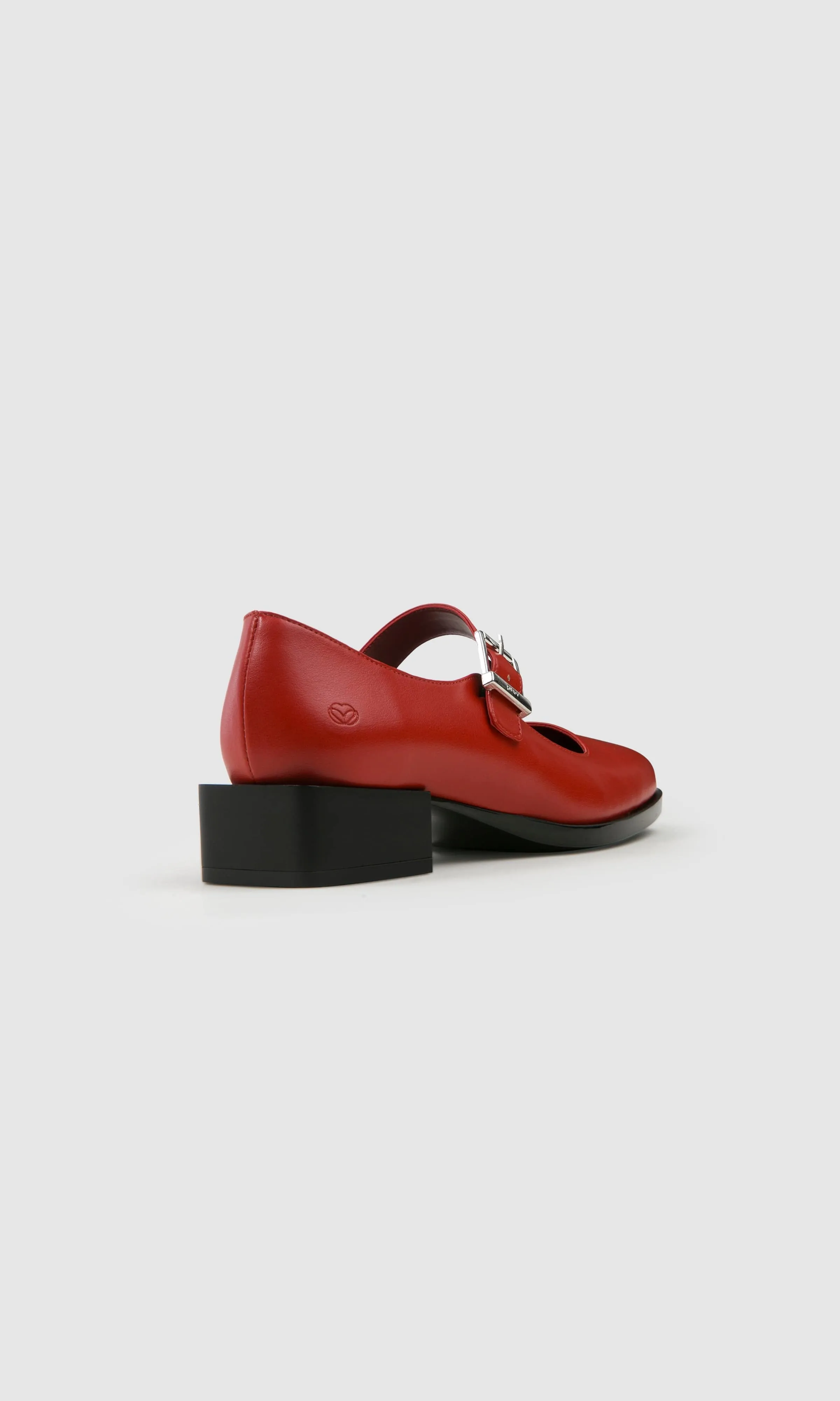 Damen Apple Leder Vegan Mary Jane Pumps | Kirschrot
