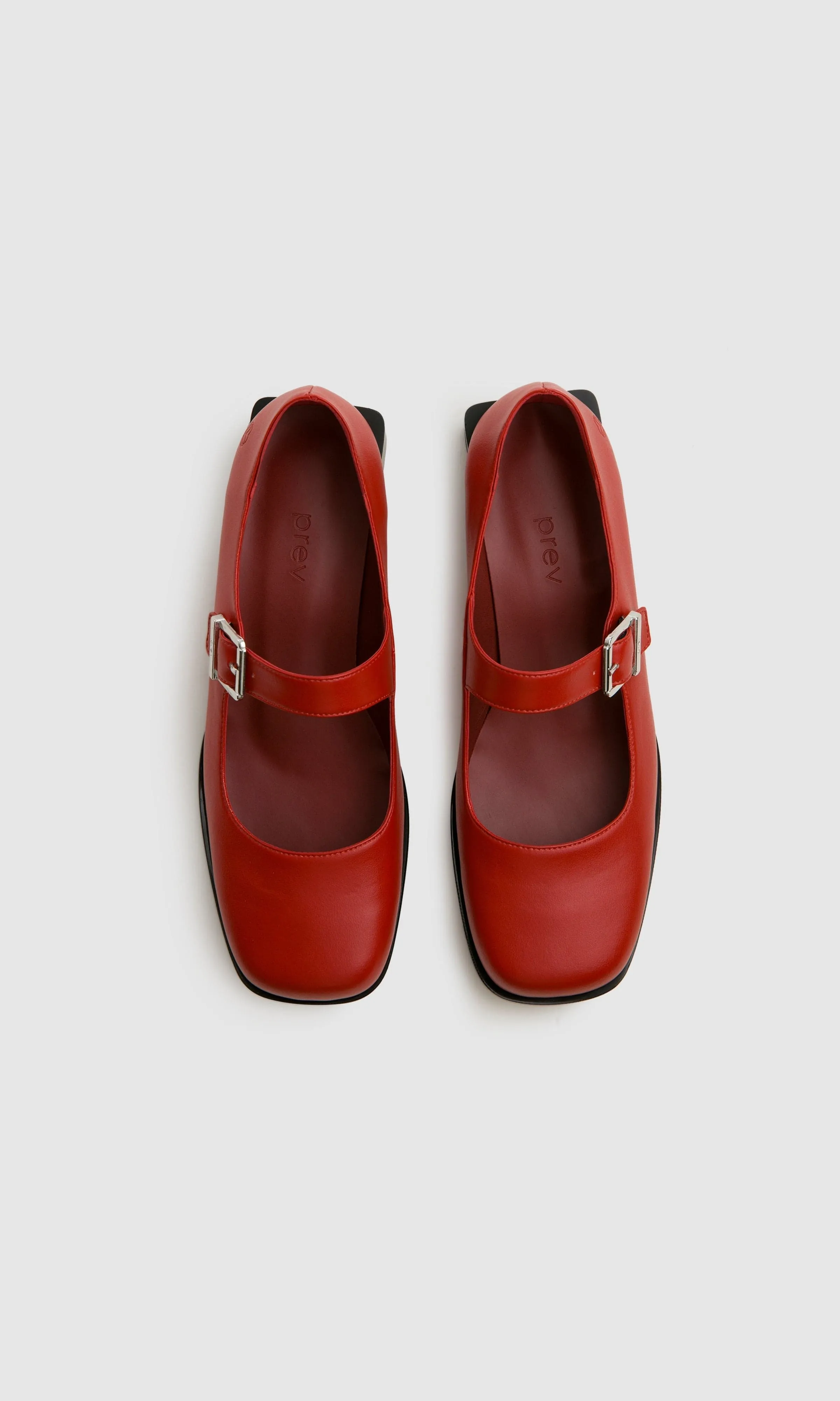 Damen Apple Leder Vegan Mary Jane Pumps | Kirschrot