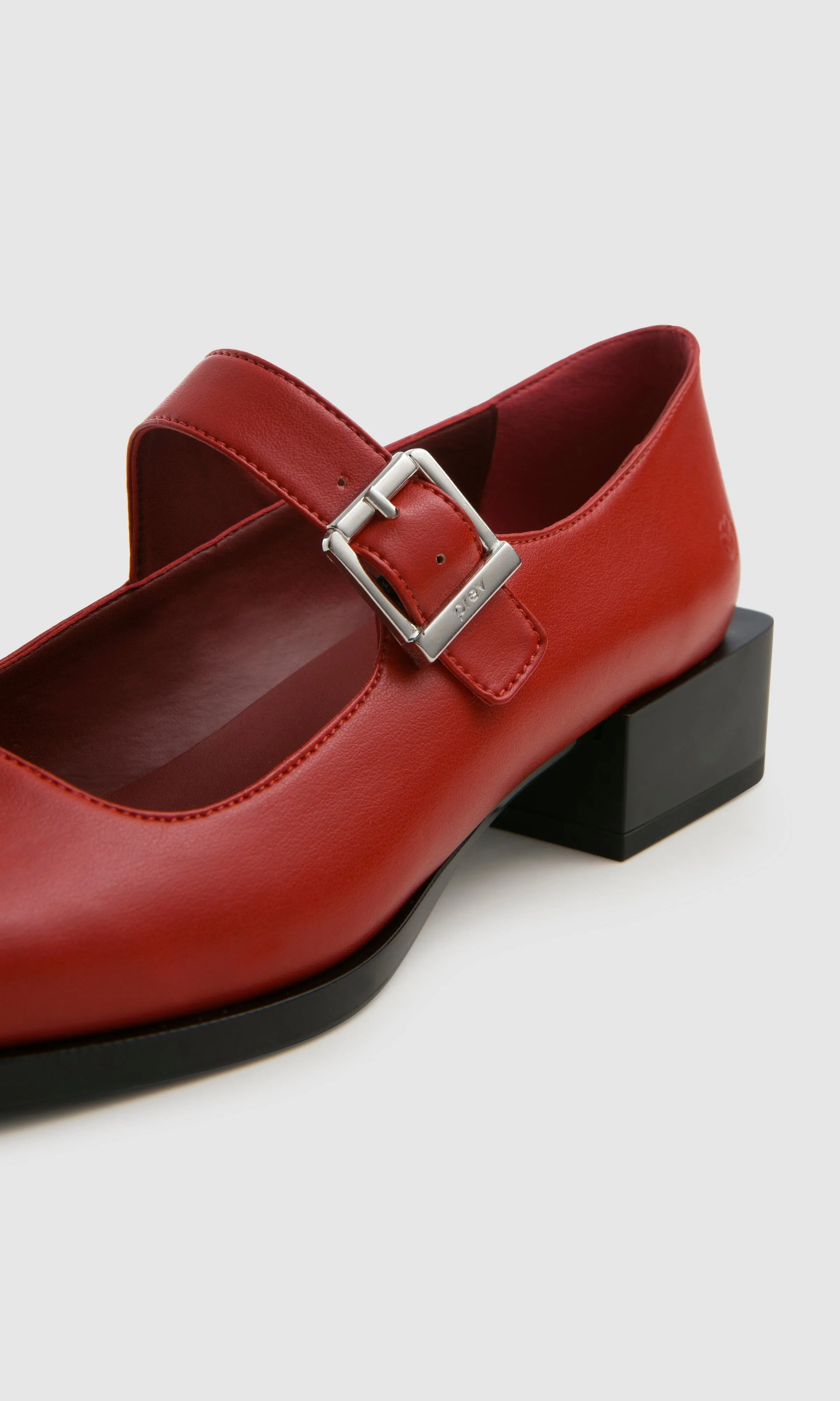 Damen Apple Leder Vegan Mary Jane Pumps | Kirschrot