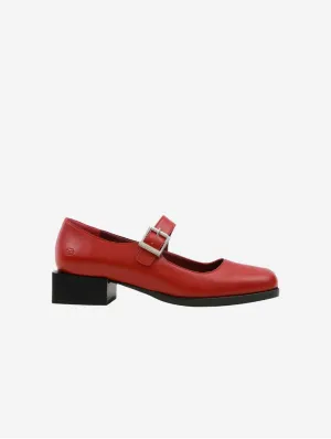 Damen Apple Leder Vegan Mary Jane Pumps | Kirschrot