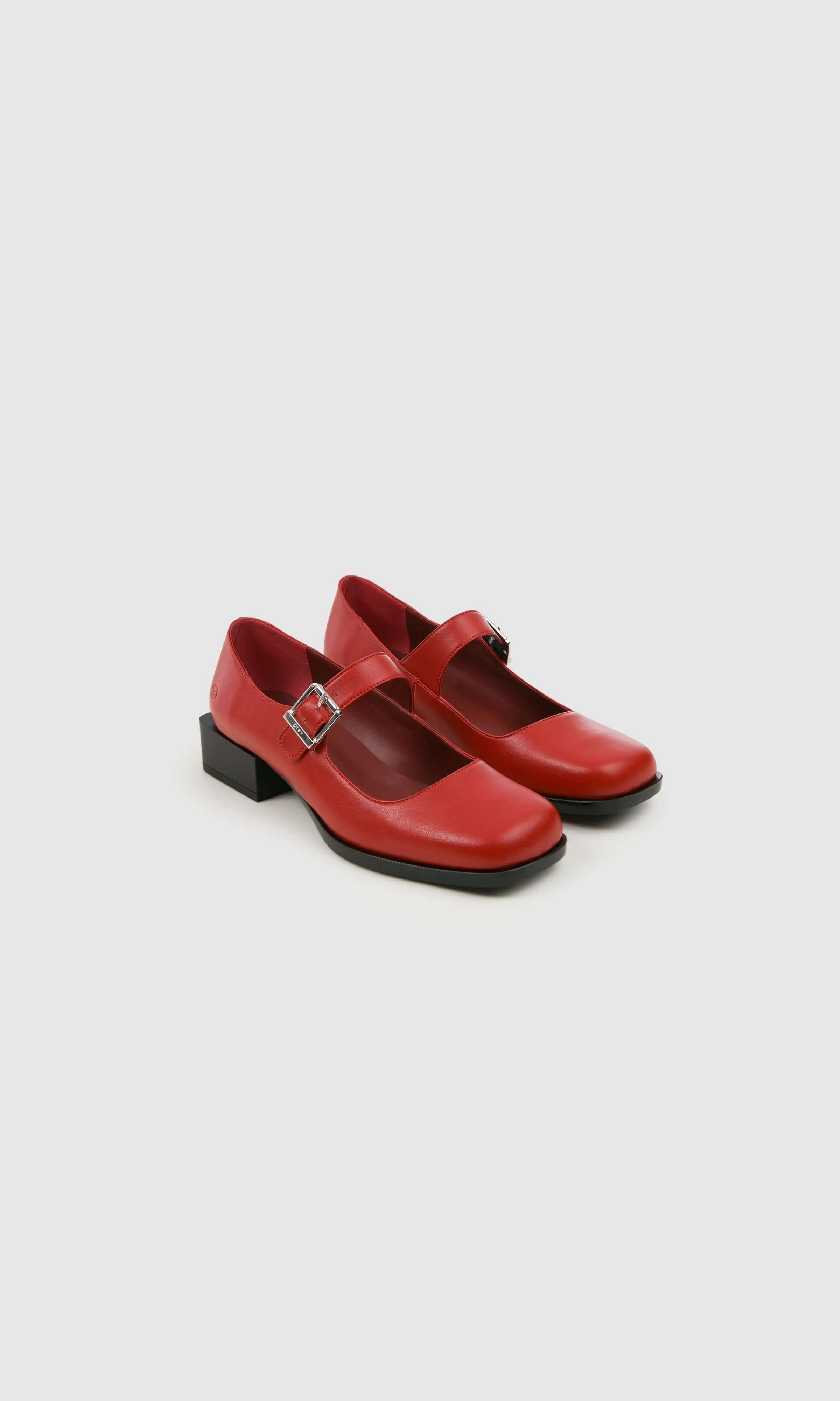 Damen Apple Leder Vegan Mary Jane Pumps | Kirschrot