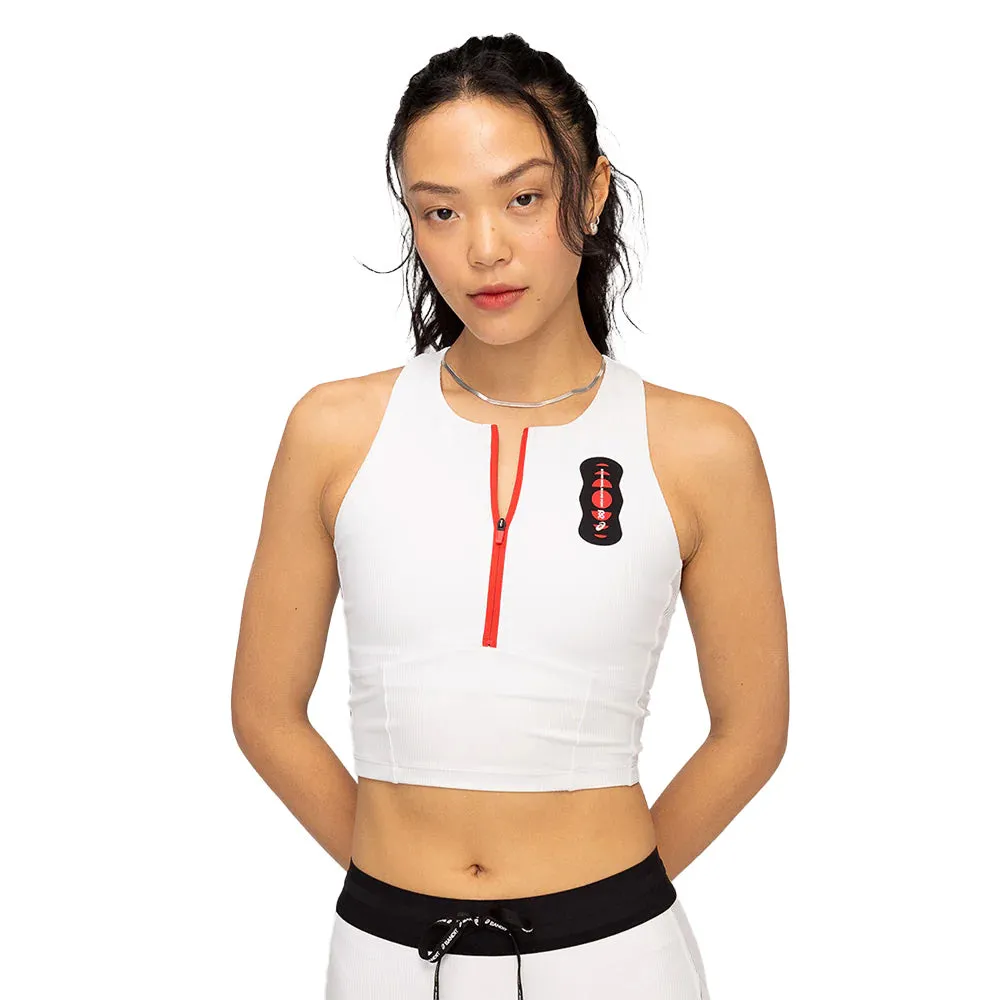 ASICS x Bandit Cadence Streifen-Zip-Front-Renncrop für Damen
