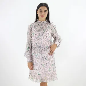 Damen Chiffon Blumenprint Kleid, Hellrosa