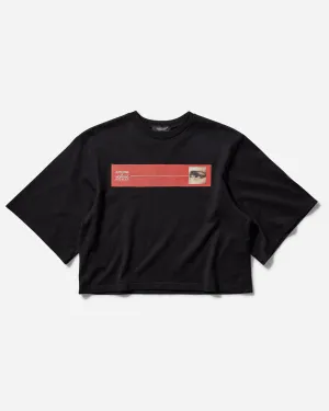 Damen Baumwoll Kurzes Weites T-Shirt Schwarz
