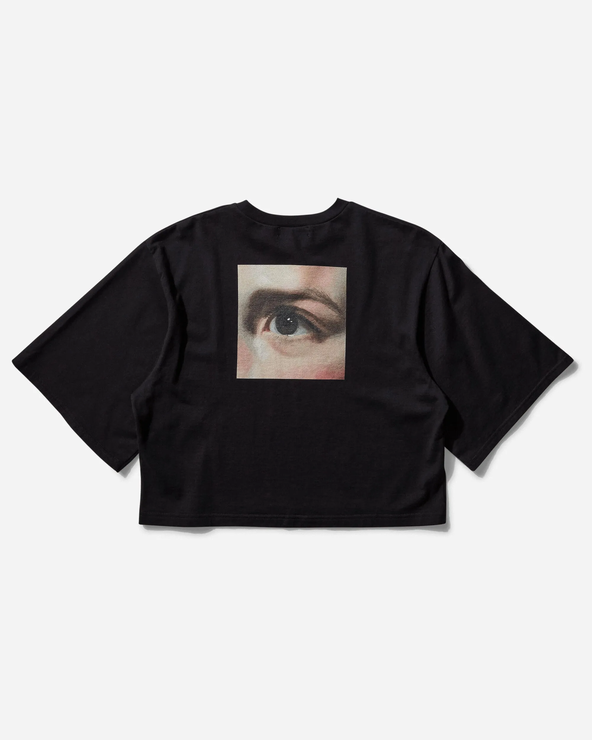 Damen Baumwoll Kurzes Weites T-Shirt Schwarz
