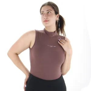 Damen-Body mit Rundhalsausschnitt und offenem Rücken, Braun